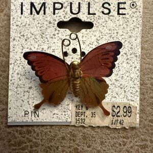 Impulse Butterfly Pin -Iridescent pink and Gold